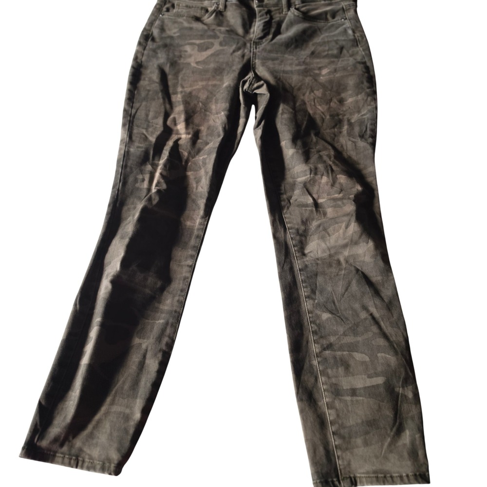 NYDJ Ami Skinny Camo Pants Green Camouflage Lift Tuck Stretch Size 10